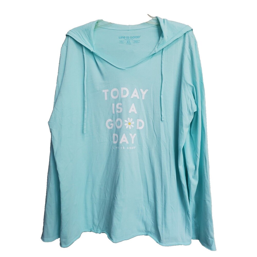 Life is Good Crusher-Lite "Today is a Good Day" Daisy Hooded Long Sleeve Tee XL